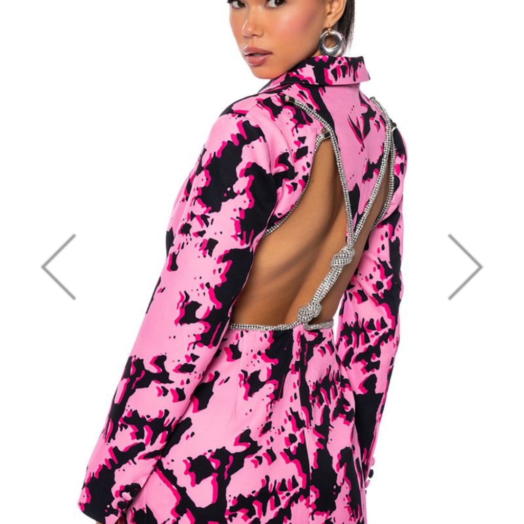 Embellished Open Back Mini Dress